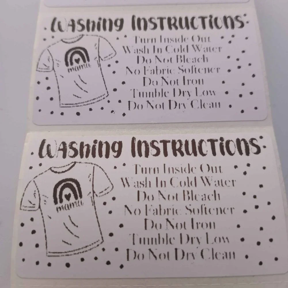 💙100 Washing Instructions- Thermal Label Stickers 2.25
